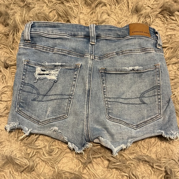 American Eagle Next Level Stretch Rainbow Pride Hi-Rise Denim Shortie Shorts - Picture 4 of 6
